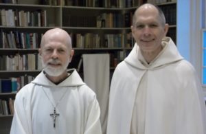 Abbot Joseph and New Novice Br. Elijah side by side smiling