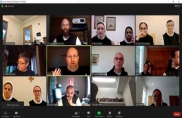 Junior Conference Online: Zoom screenshot of monk and nun participants