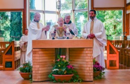 Newly Ordained priest concelebrate with bishop at Guadalupe Abbey