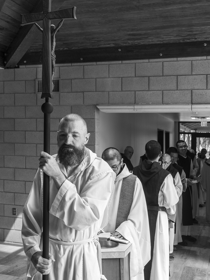 Black and White photo of Trappist monks in procession