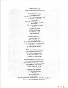 copy of Br. Kyle of Mepkin's Heaven's Gate poem
