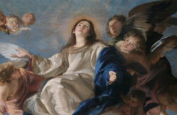 Painting of the Assumption of the Blessed Virgin Mary into Heaven supported by angels